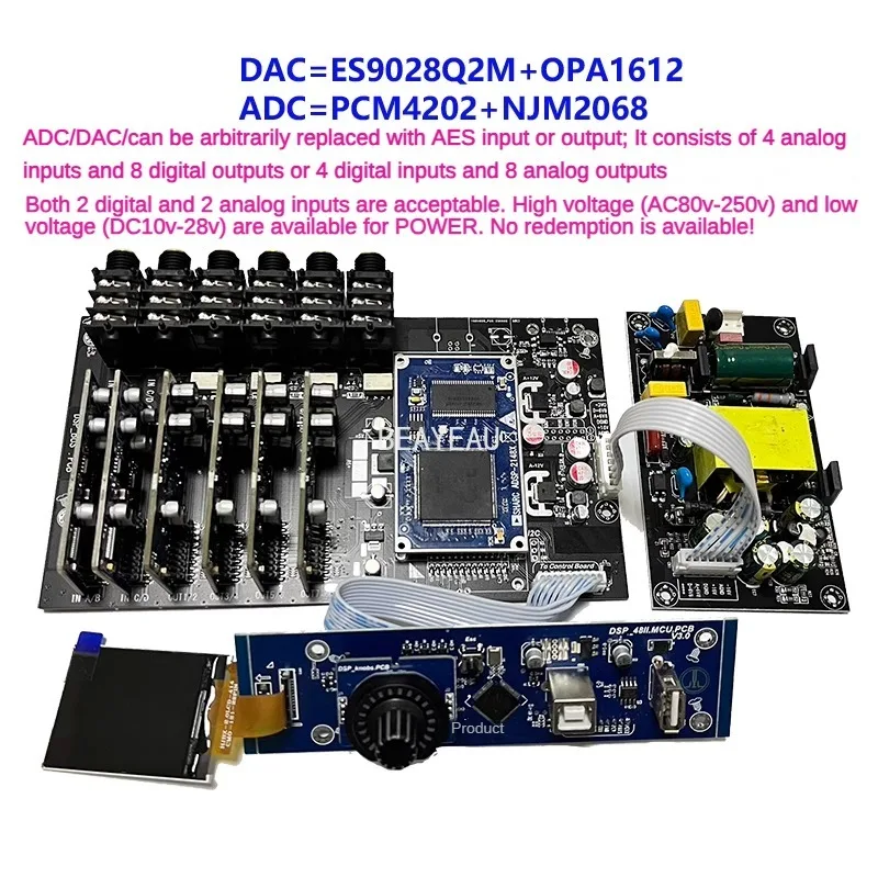 ADSP-21489 DSP 4 in 8 Out processore Audio a divisione di frequenza elettronica ES9028/CS4398 DAC con alimentatore schermo