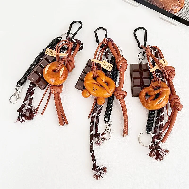 Lovely Dachshund leather pendant for handbag Woman Luxury Casual Braided Rope Key chain Fashion Bread Puppy Decor Accessories