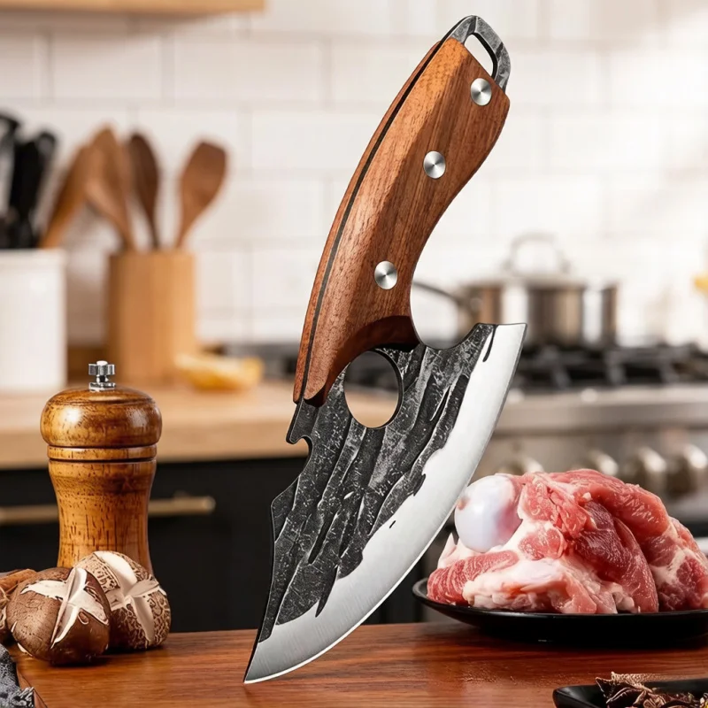 2024 New Outdoor Bone Dedicated Knife, Hand-Forged Meat Cutting Slaughter Knife, Professional Butcher Meat Selling Tool