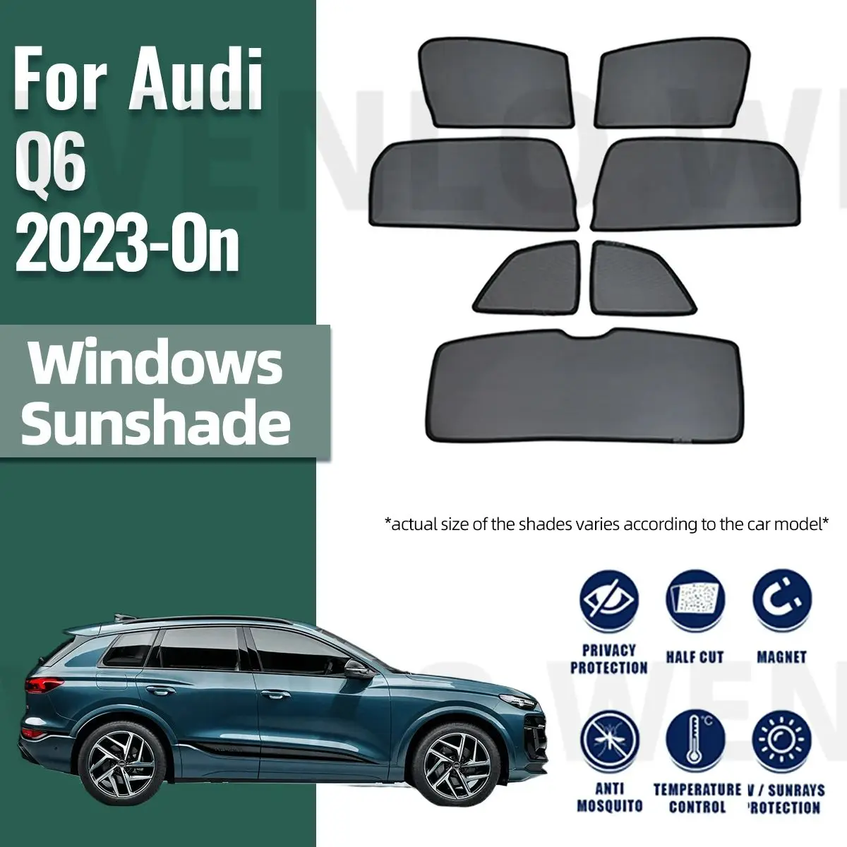 

For Audi Q6 2023 2024 2025 Magnetic Car Sunshade Shield Front Windshield Frame Curtain Net Baby Rear Side Window Sun Shade Visor