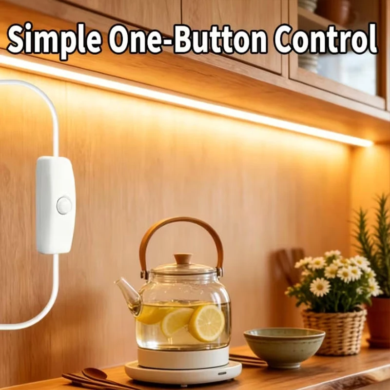 5V USB LED Neon Light Strip with on off Switch Flexible Adhesive Tape Waterproof Warm/White for Cabinet Lighting