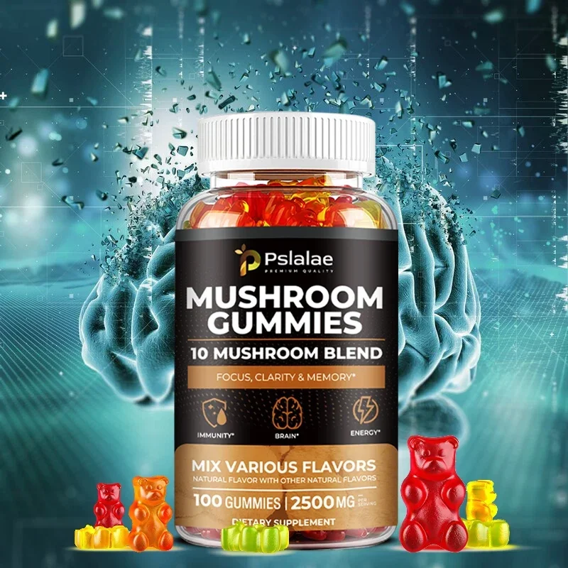 Mushroom Gummies - Reishi, Cordyceps and Lion\'s Mane Organic Mushroom Extracts, Nootropic Brain Booster