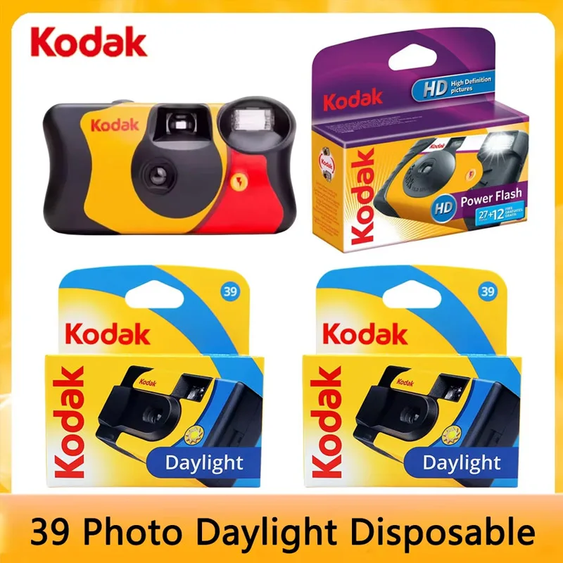 Kodak 35mm with Flash Waterproof HD Power 27/39 Exposures FunSaver in Stock Disposable Single Use Point-and-Point Film Camera