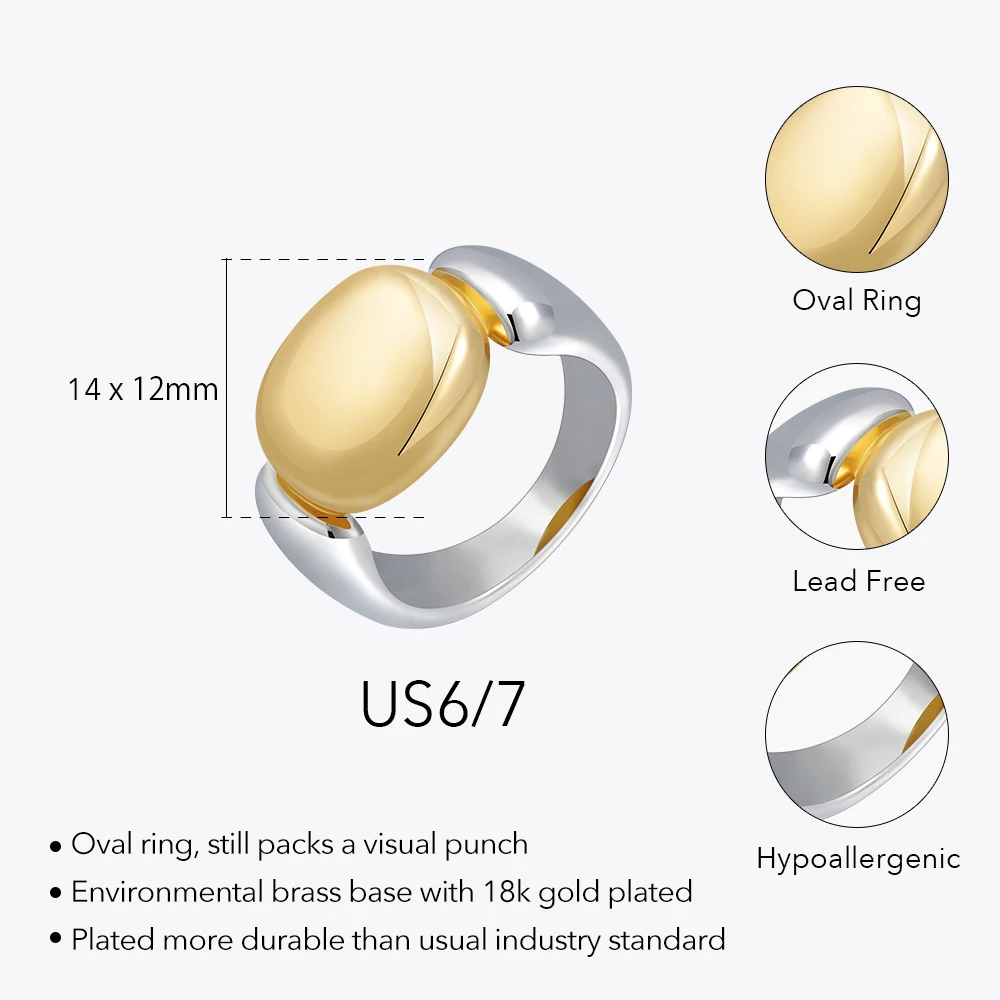 ENFASHION Geometry Oval Ring For Women Anillos Mujer Secondary Color Plated Rings Fashion Jewelry Elegant Jewelry Gift Cocktail