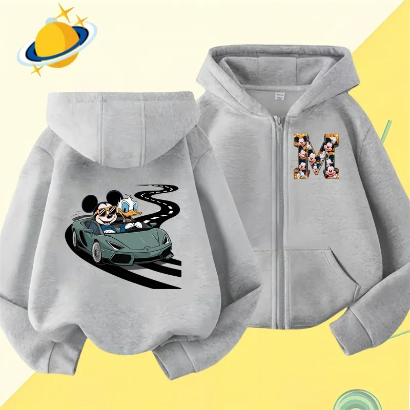 Mickey Mouse zipper hoodie Boys Girls Sweatshirt Autumn and winter long sleeve Harajuku Jumper series sewn casual hoodie