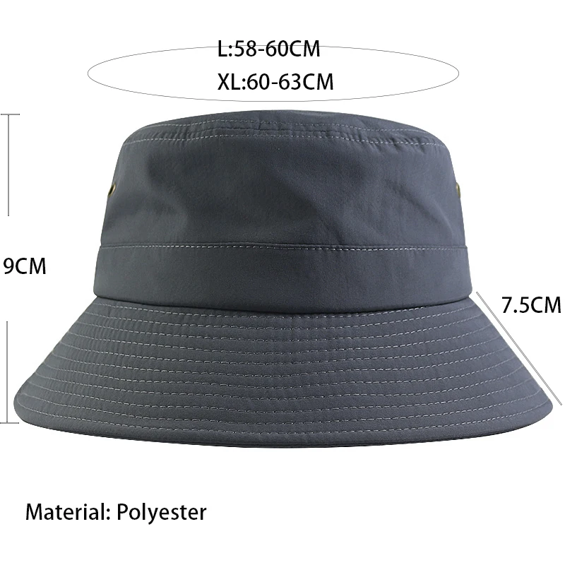 Top Quality Fast Dry Big Head Plus Size Bucket Hat for Men Pure Color Panama Fisherman Hats Korean Women Sun Hiking Fishing Hat