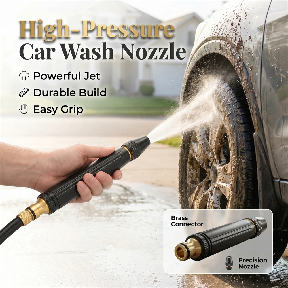 Heavy Duty Adjustable Twist Nozzle High Pressure Car Wash Water Gun for Car Washing Watering Plants Outdoor Cleaning High-Pressure Washer Sprayer