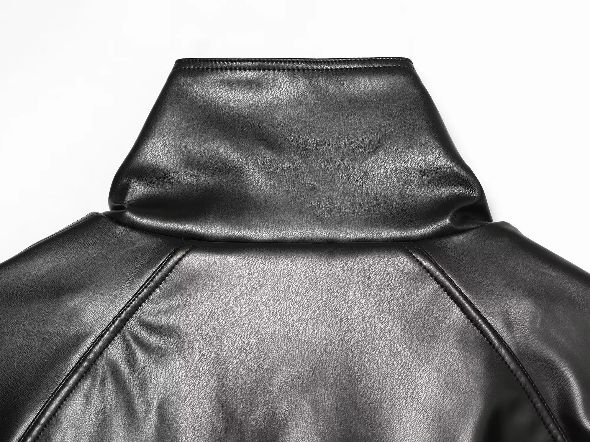 Women's Short Leather Effect Trench Coat, Lapel Double Breasted Windbreaker with Belt, Vintage Faux Leather Jacket