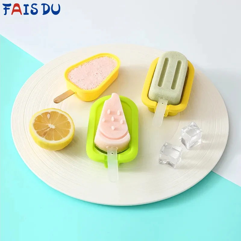 

FAIS DU Ice Cream Silicone Mold Reusable Silicone Popsicle Mold With Lid Popsicle DIY Homemade Party Ice Cream Cube Kitchen Tool