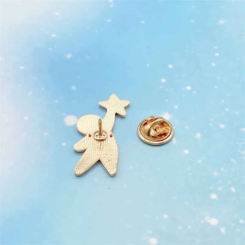 Creative Take Off The Star To Design You Metal Enamel Brooch Small Cute Couple\'s Best Friend Badge Pin Clothing Bag Accessories