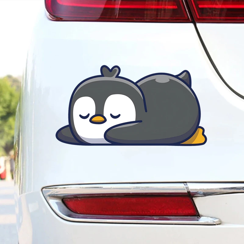 Lazy Penguin Sleeping Car Sticker Decal  Cartoon Styles Kawaii Animal Waterproof Vinyl Bumper Window Laptop Water Bottle