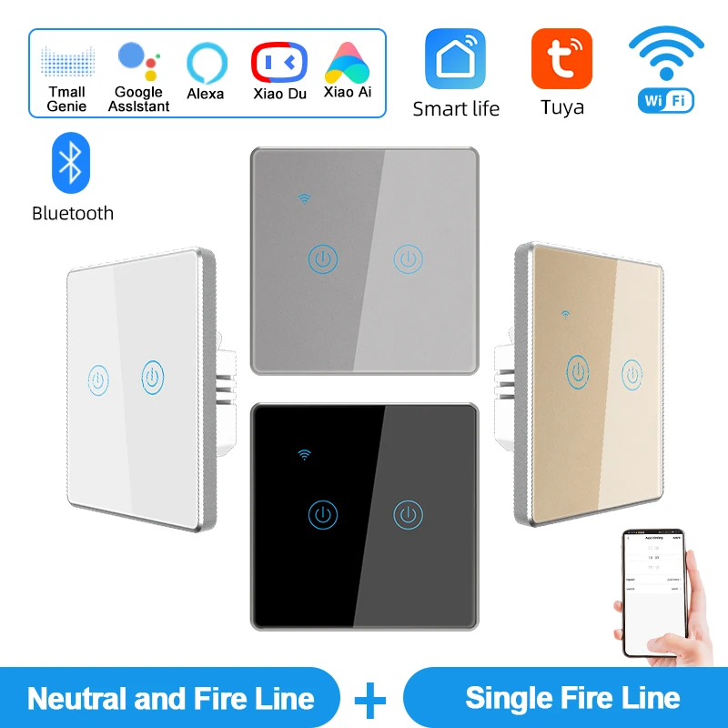 

ELEGAN Универсальная сенсорная стеклянная панель Bluetooth Tuya Wi-Fi Smart Switch Smart Life APP Таймер Google Home Alexa Переключатели голосового управления