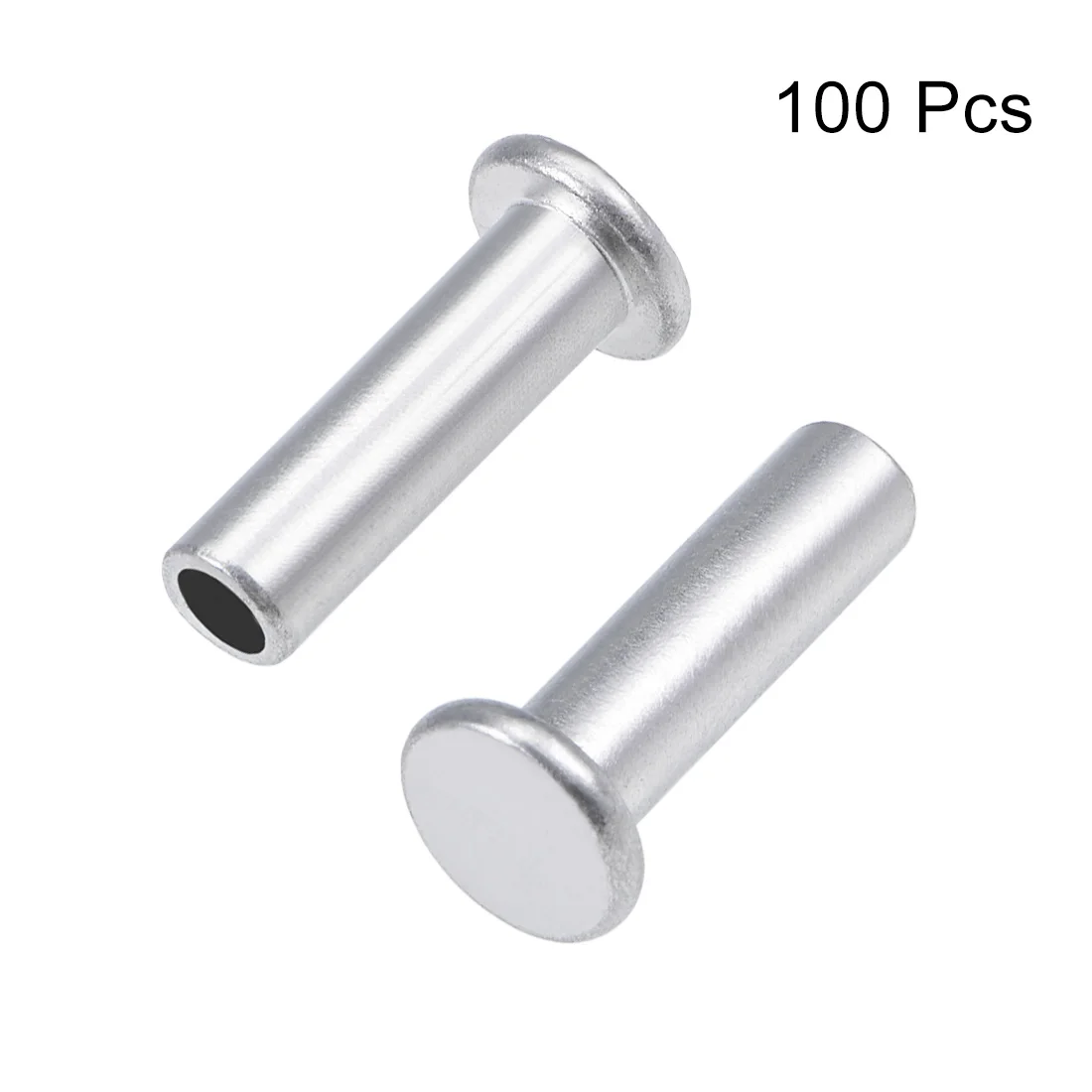 100Pcs 5x20mm/6x20mm Aluminum Flat Head Semi-Tubular Rivets Silver Tone Half Hollow Rivets Metal Rivet Fasteners For Leather