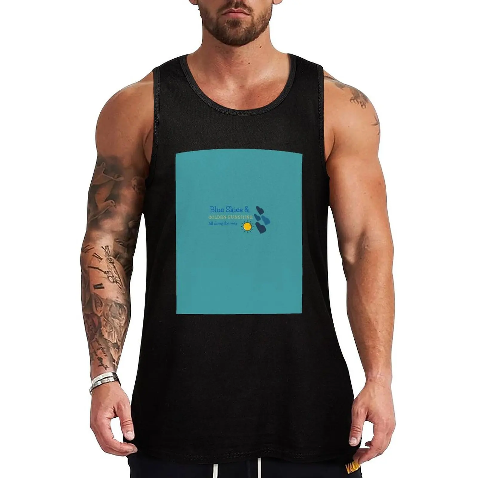 Blue Skies & Golden Sunshine Tank Top gym shirts anime top Working vest anime t-shirts