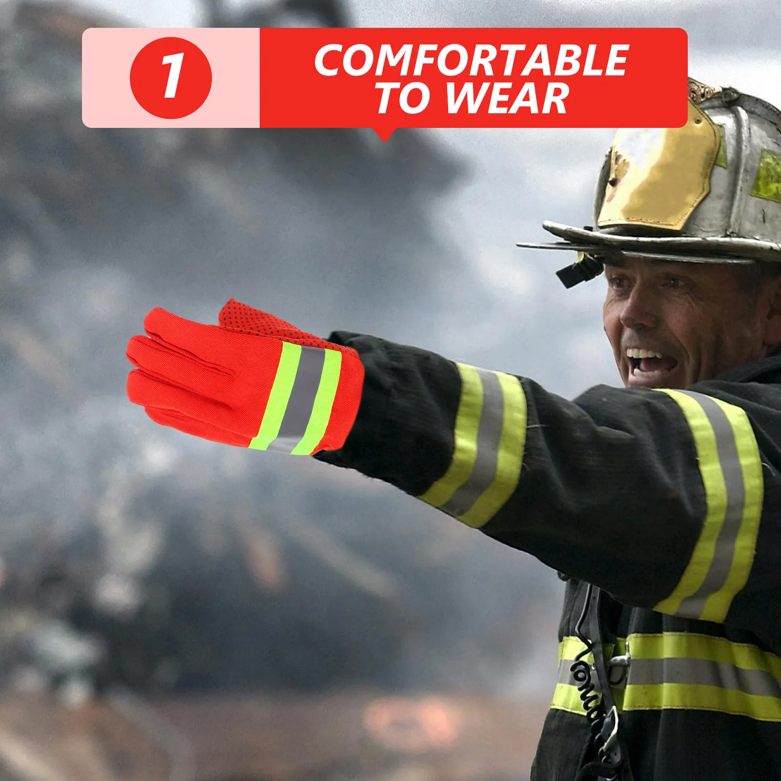 2Pairs Heat Resistant Fireproof Gloves Firefighter Gloves Flame Retardant Rescue Emergency High Temperature Use