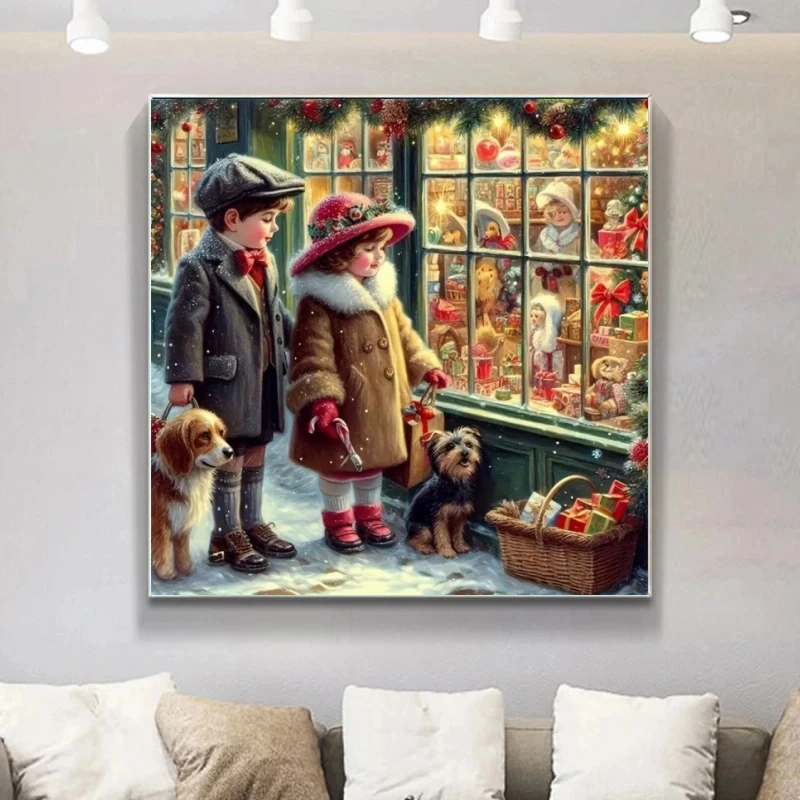 Diamantmalerei Mosaik Junge Mädchen Porträtmuster für Erwachsene Anfänger Winterlandschaft Hund DIY Neuankömmling Kinder Feiertagsgeschenke