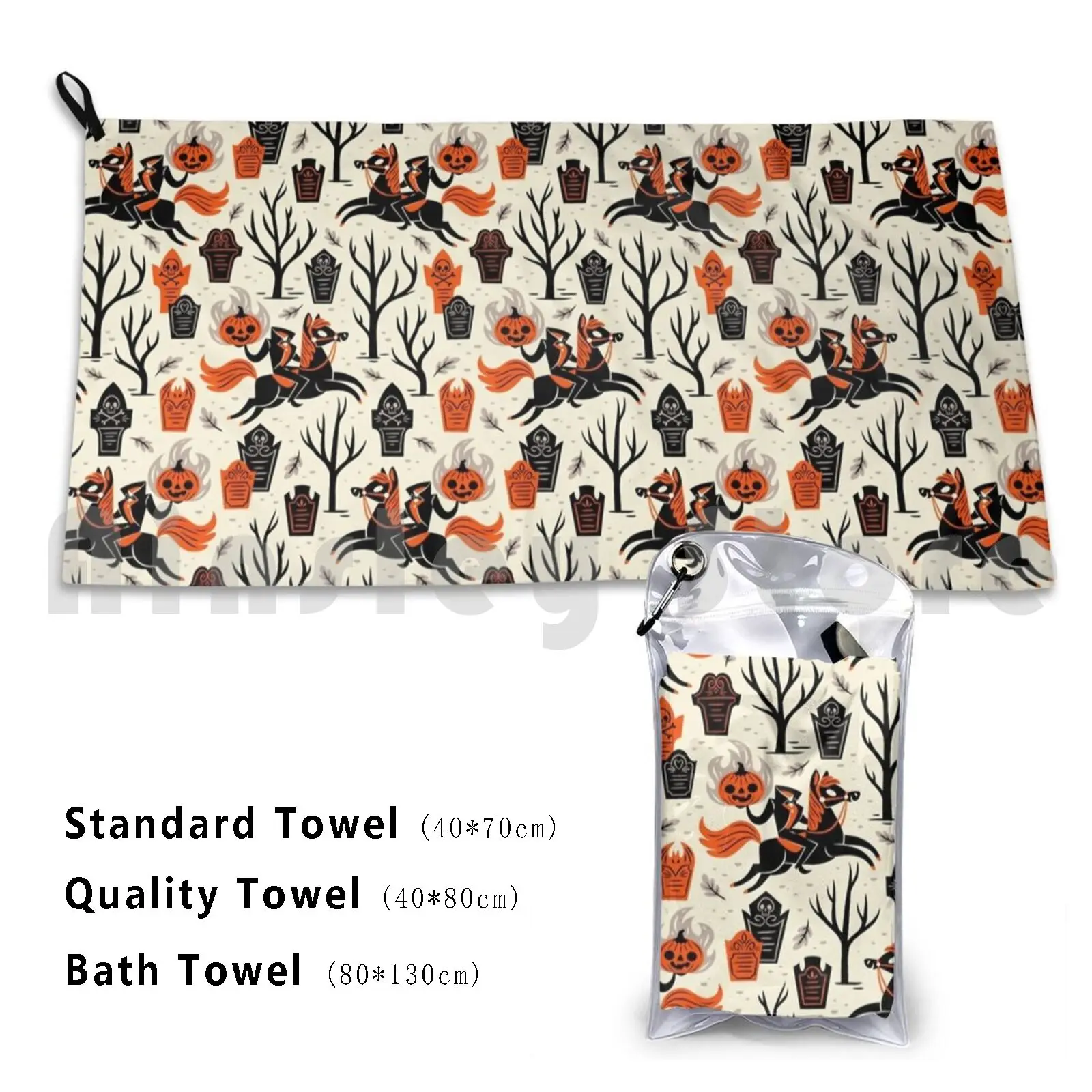 Headless Bath Towel Beach Cushion Legend Sleepy Hollow New York Colonial Halloween Spooky Goth Literature