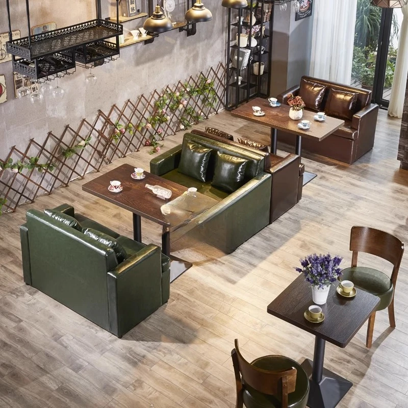 Retro Western Restaurant Cafe Sofa Tables and Chairs Fried Chicken Snack Shop Tables and Chairs