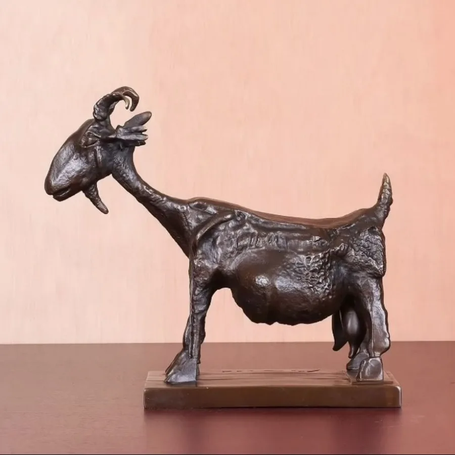 Bronze Picasso's Goat Statue Famous Sculpture Brass Art Hobby Figurine Replica Animal Handicrafts Home Office Decoration