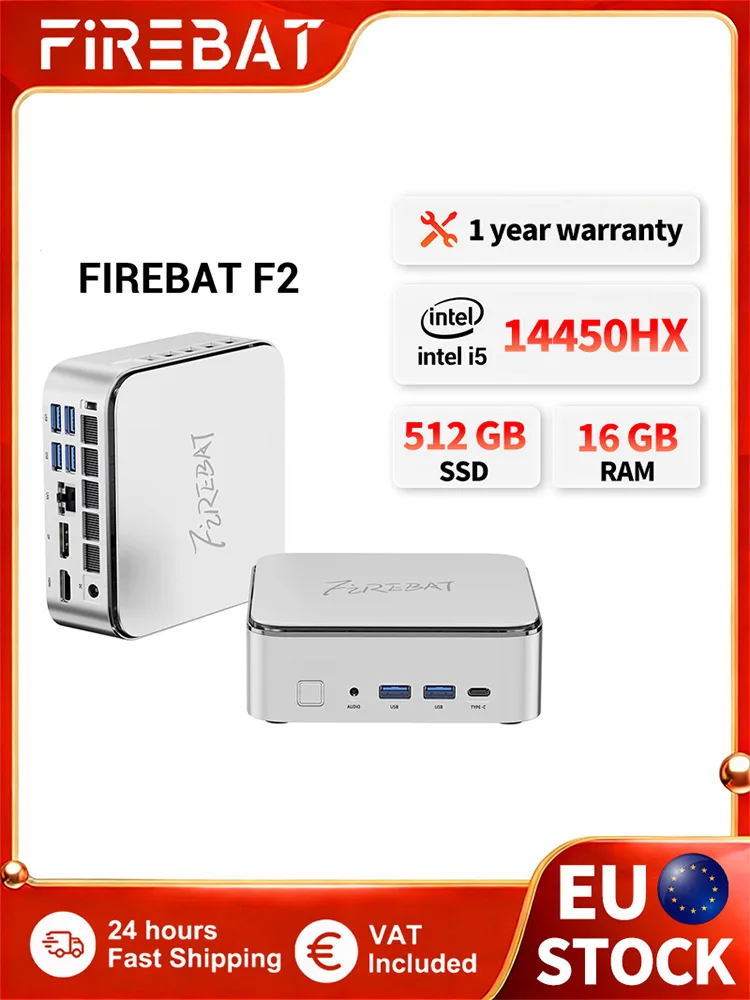 FIREBAT F2 MINI PC Intel i5-14450HX DDR4 16GB RAM 512GB SSD WIFI6 BT5.2 Draagbare Desktop MINI-PC Desktopcomputer Windows11 - afbeelding 2