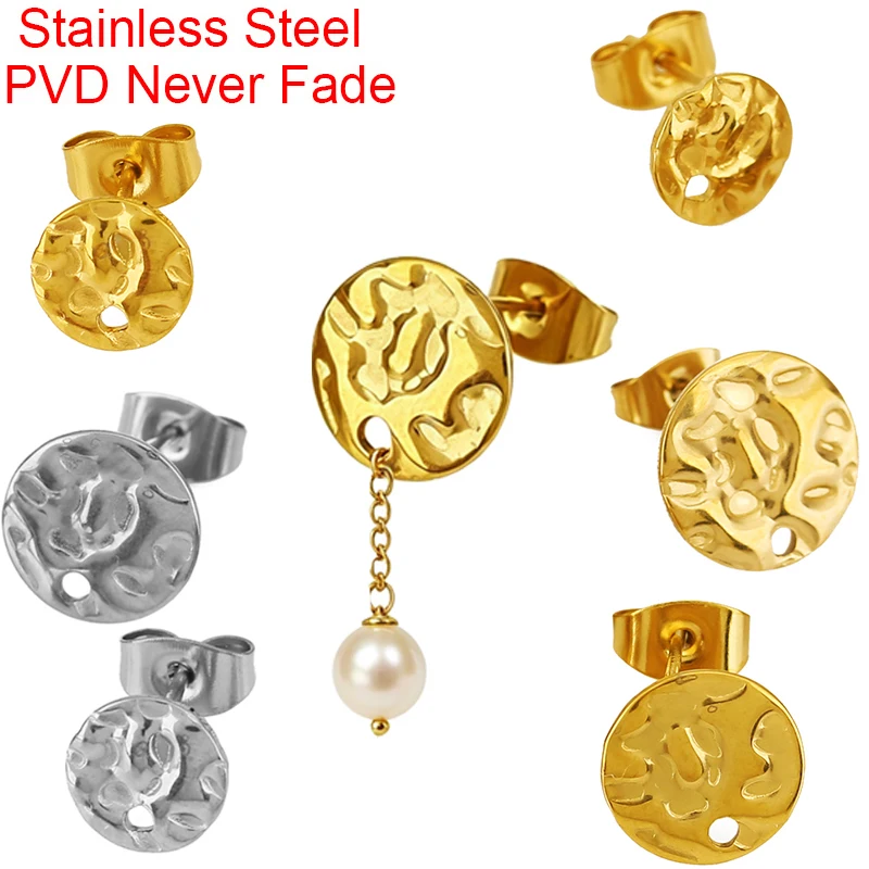 20pcs Stainless Steel Stud Earrings Making With Hole Bulk 6 