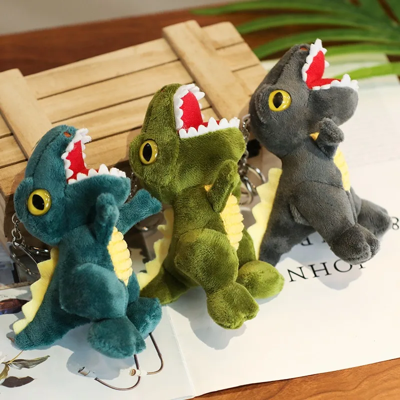 

Mini Plush Dinosaur Figures Keychain Toy Soft Dino Stuffed Animal Doll for Kids Easter Basket Stuffers Tyrannosaurus Rex Pendant