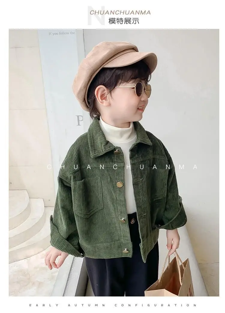 1-7yrs Kid Boys Toddler Coat Spring New Korean Version Baby Boy Corduroy Casual Fall Jacket for Children Girls Shirt Jackets