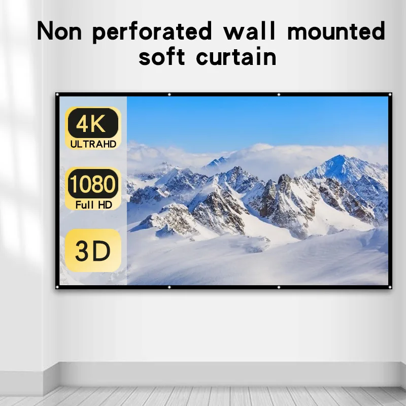 Pantalla de proyección plegable fácil, tienda fácil de 60-150 pulgadas, pantalla de proyector Full HD 2K 4K para exteriores 16:9