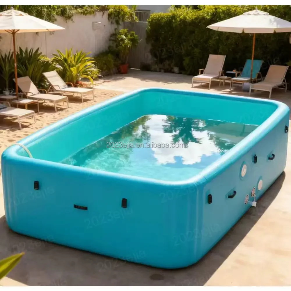 Large Customizable PVC Drop Stitch Inflatable Above Ground Pool with Filter Pump for Backyard Summer Play