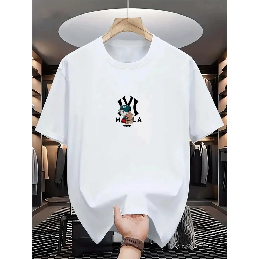 New Casual letter print Super Elastic Casual Short-Sleeved Men's Daily Party Home Social T-Shirt Solid Color Vintage Streetwear