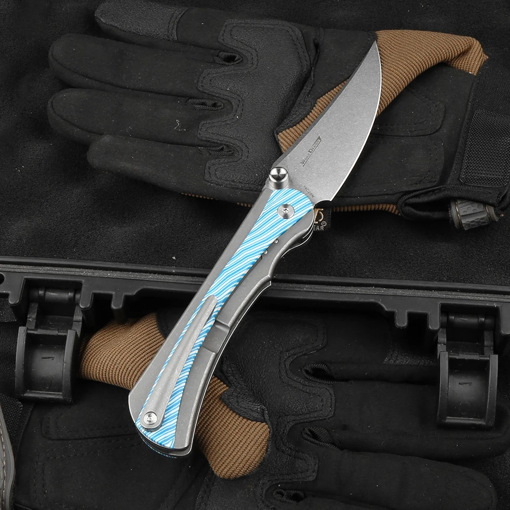 TWO SUN TS283 cuchillo plegable 14C28N Blade TC4 mango de aleación de titanio cocina Camping supervivencia al aire libre herramientas EDC