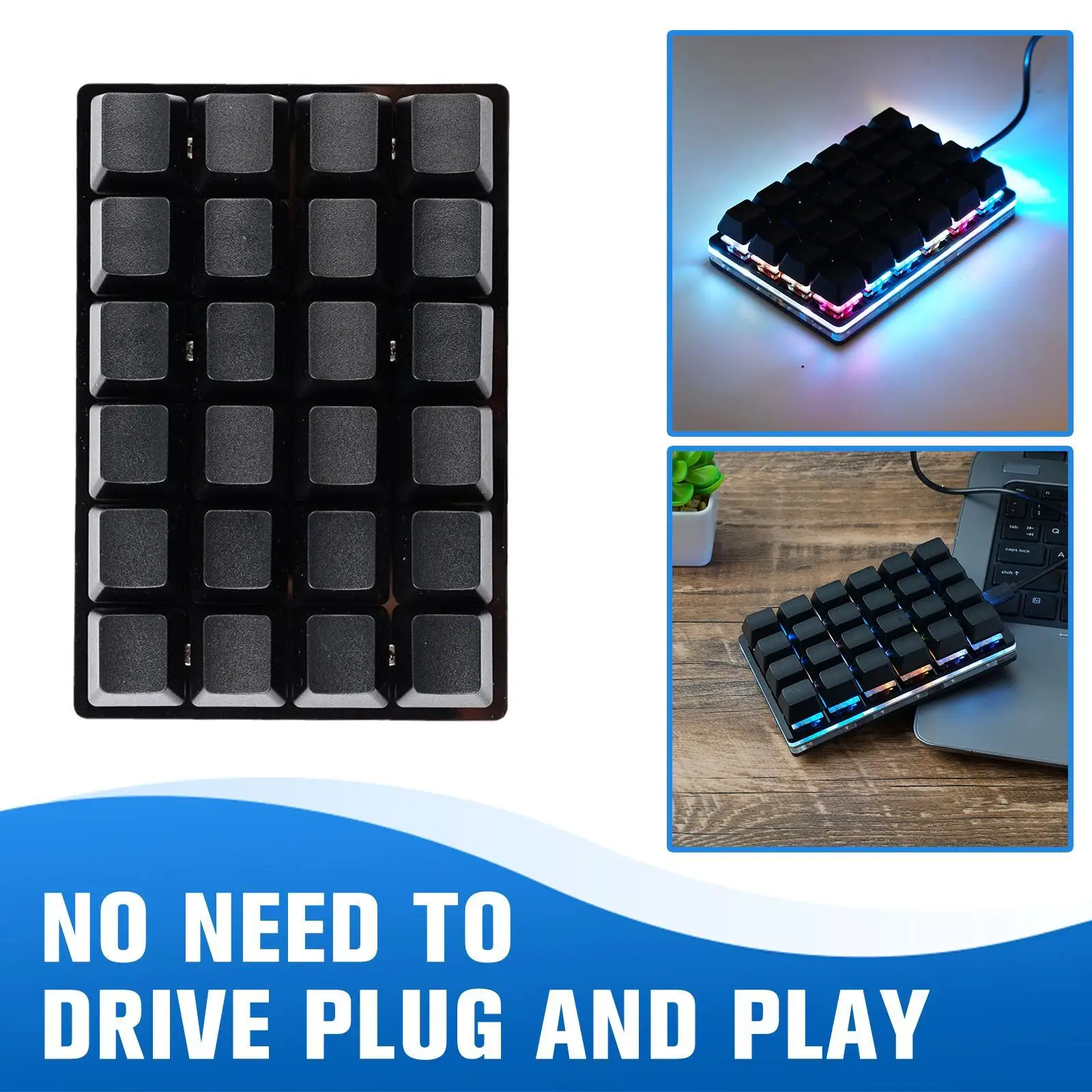 Mini Black 24 Key Mechanical Keyboard 9 Key 16 Key Programmable Keys Keypad Shortcut Gaming Keyboard Device Sayo Custom Key
