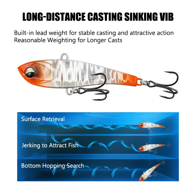 Sinking VIB Fishing Lures 9g 16g 33g Vibration Plastic Bait Swimbait Wobblers Long Cast Artificial Hard Bait Bass Pike Perch