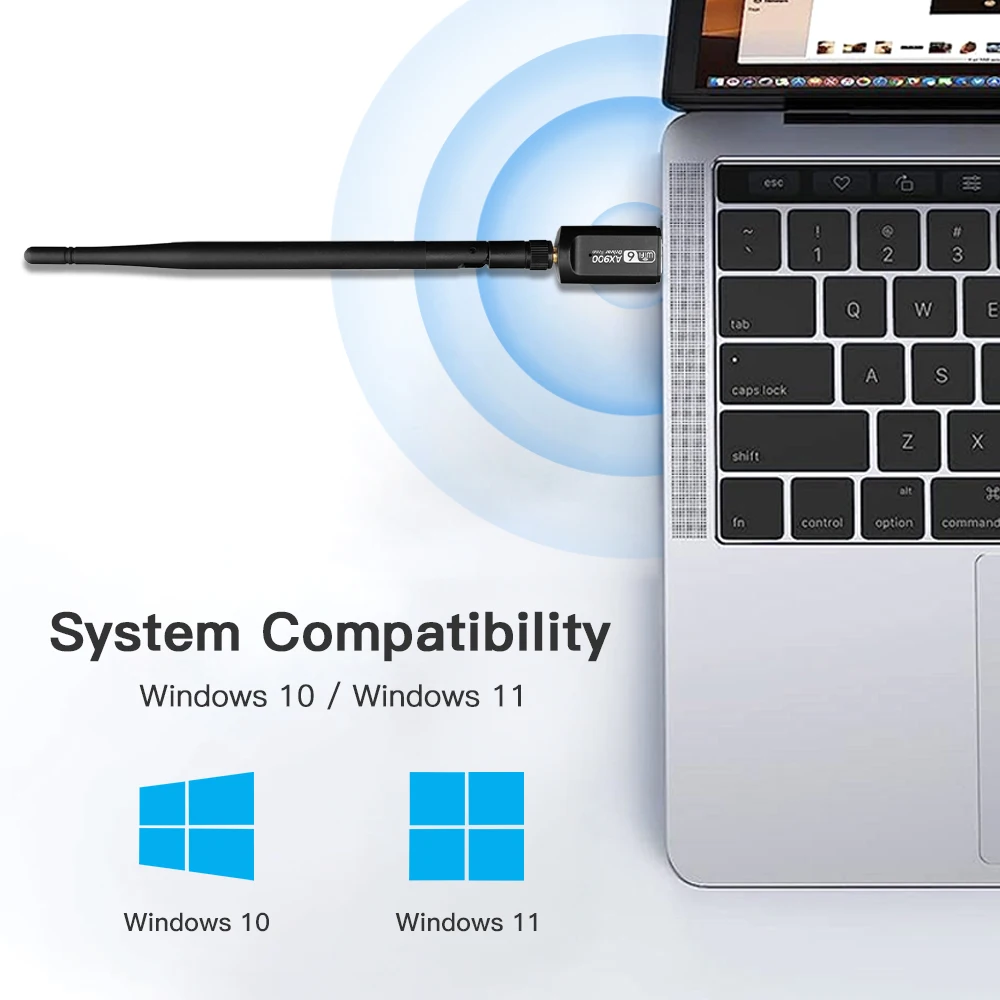 WiFi 6 AX900 USB Adapter Dual band 2.4G&5Ghz 5dbi Antenna USB Dongle Receiver Free Driver 900Mbps USB 2.0 Hi-Speed For Win 10/11