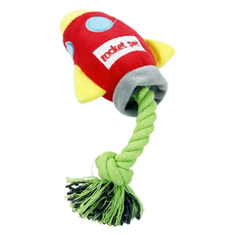 Dog Rope Toy Rocket Squeaky Puppy Toys Puppy Interactive Rope Toy for Added Chewing Fun for Small Breeds and Puppies