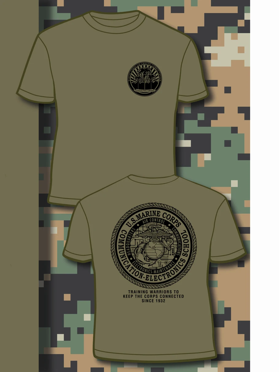 US Marine Corps Air Ground Combat Center - Twentynine Palms, Communication-Electronics School T Shirt 100% Cotton Casual T-shirt