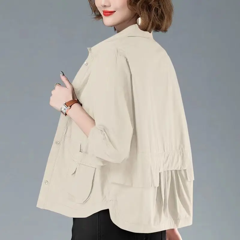 Thin Short Coat Women 2023 Spring And Summer Mother Fashion Casual Cardigan Small Shirt Windbreaker Female Jacket Outwear