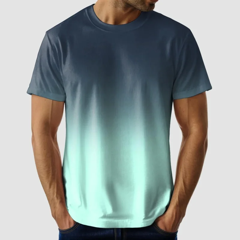 

3D Printed Gradient Colorful T-Shirt For Men Fun Pattern Tees Summer Street Short Sleeve Round Neck Tops Oversized T Shirts