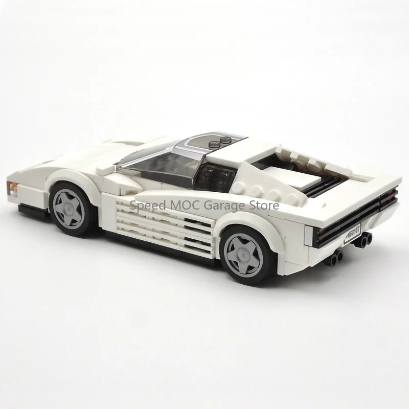 

MOC White 1980s Classic Italian Supercar Building Blocks Set - Retro Wedge-Shaped Sports Car Model Kit for Vintage Fans