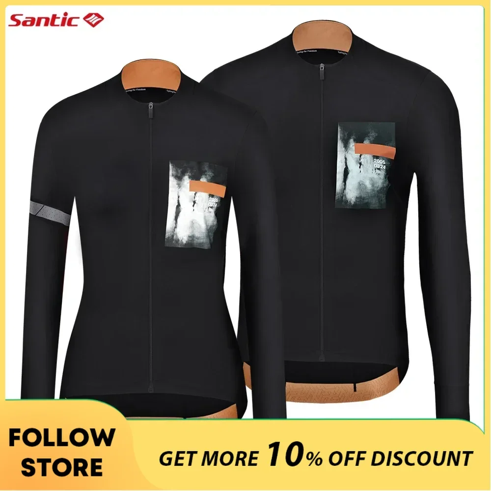 

Santic Cycling Jersey Men's Women's Spring Autumn Quality Bicycle Clothing Professional Long Sleeve MTB Road Riding Bike Tops