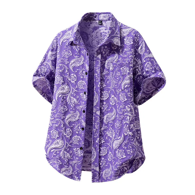 

Summer Fashion Men's Cashew Flower Short Sleeve Hawaiian Shirt Casual Printed Beach Holiday Fashion Stylish Clothing