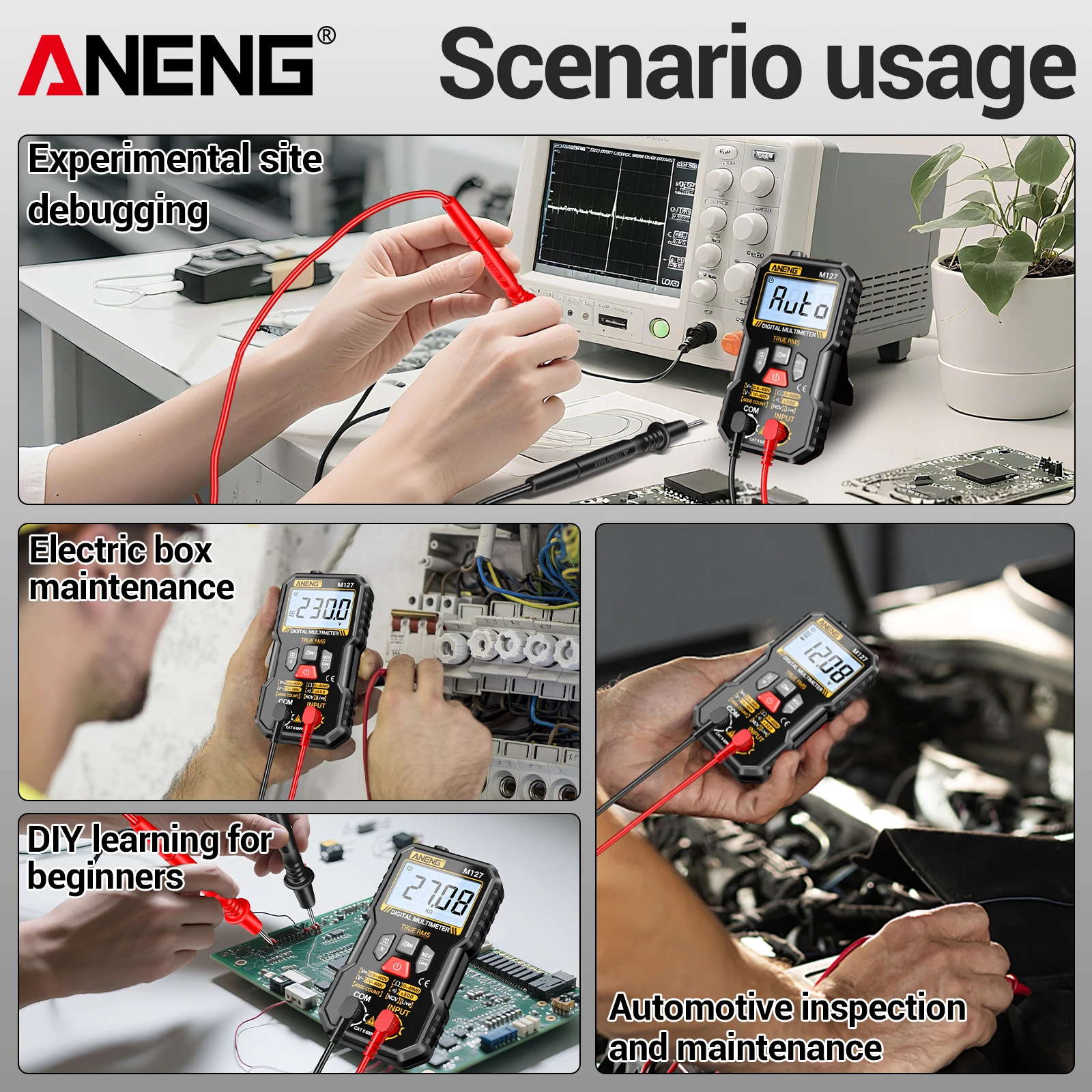 ANENG M127 Digital Multimeter 4000 Counts True RMS Auto Range Multimeter with Backlight NCV Live Wire Test Portable Mini Voltage view 3