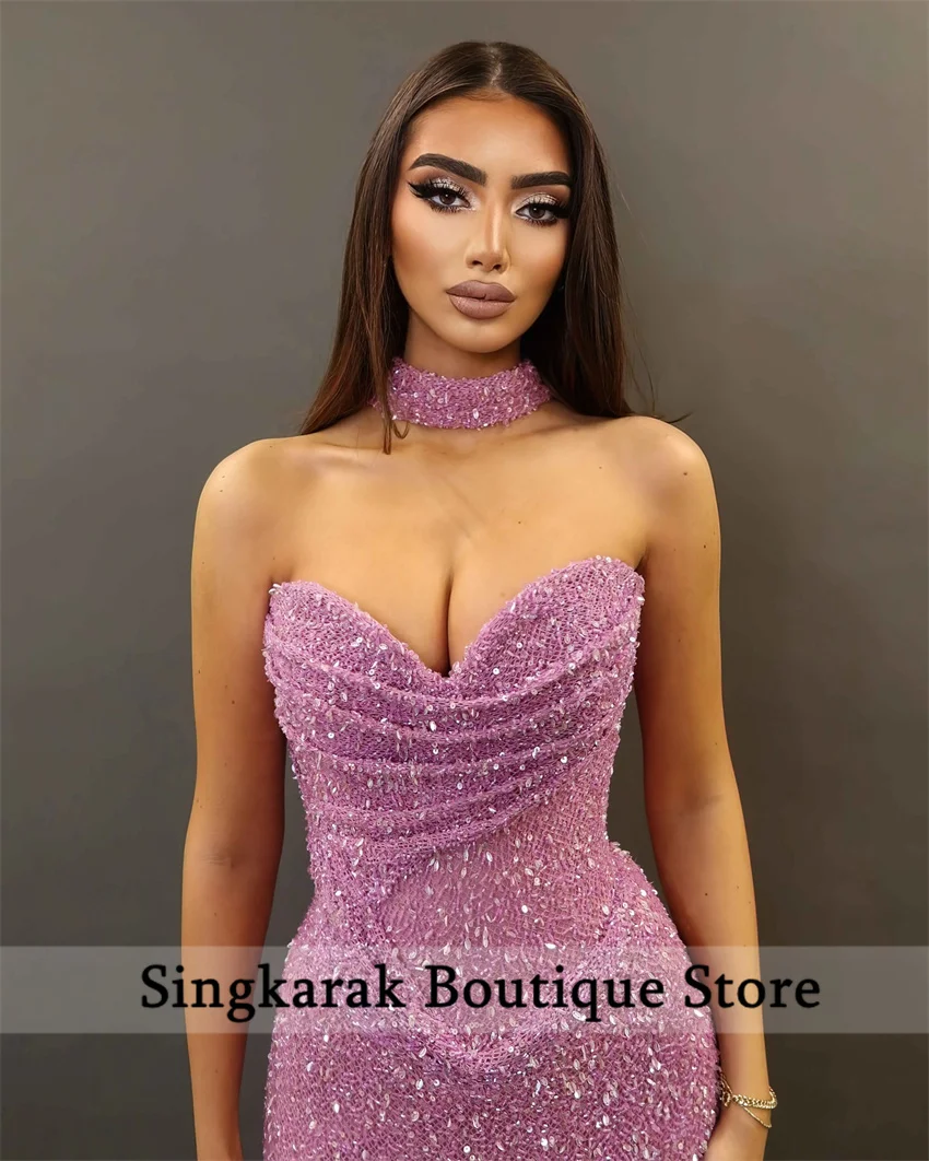 Sparkly Blue Dubai Evening Dresses 2025 Wedding Party Dresses Lace-Up Floor-Length Prom Gown فساتين سهرة Customized