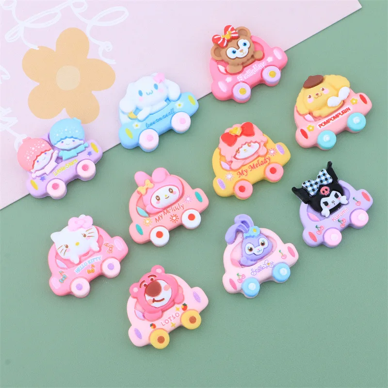 100pcs Cartoon Animal Kitten Bear Dog Car Cream Resin Flatback Cabochon DIY Crafts Scapbook Cell Phone Decoration