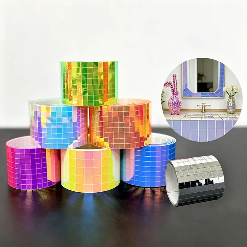 4x100cm DIY Glass Mirror Stickers Mosaic Self-adhesive Wall 3D Background Decoration