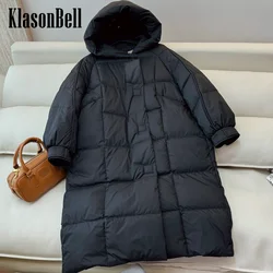 8.28 KlasonBell-Women's Temperament Hooded Fashion Keep Warm Thick Goose Down Outerwear Double Zipper Loose Down Jacket