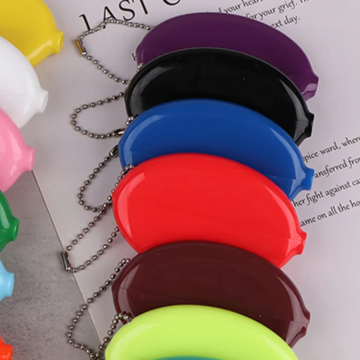 

Маленький овальный кошелек для монет, мини-серьги, кольца, коробка для хранения с цепочкой, однотонная модная портативная сумка из ПВХ с подвеской