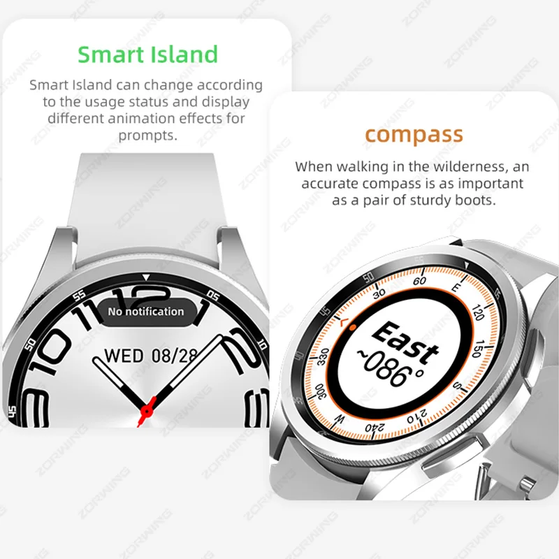 JS Watch 6 Max reloj inteligente clásico AMOLED para hombres y mujeres, reloj inteligente con bisel giratorio, frecuencia cardíaca, presión arterial, brújula, modos deportivos, nuevo