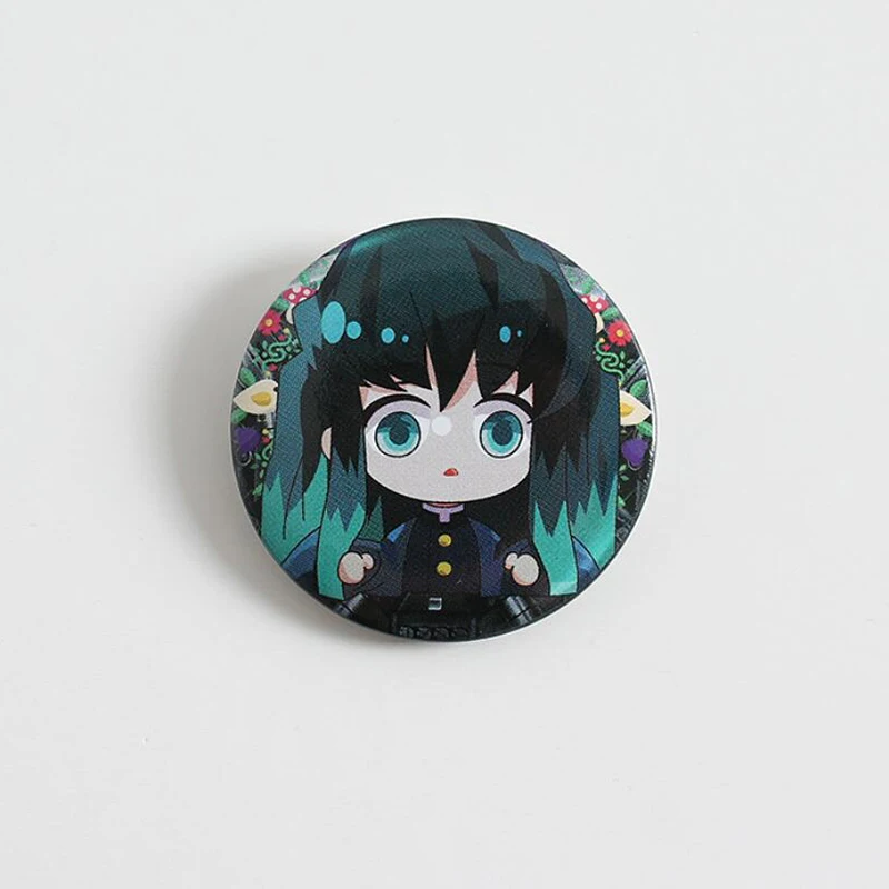 Badges Demon Slayer Anime format Q, décorations portables pour sacs, vêtements, foulards, accessoires pratiques liés à l'anime, cadeau idéal
