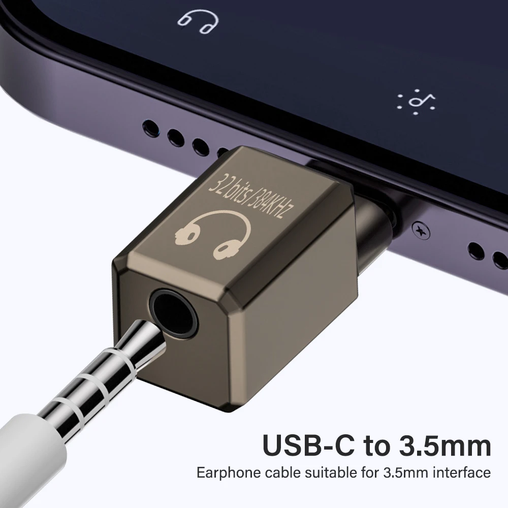 Type-C To 3.5Mm Audio Adapter 32Bit 384Khz DAC Decoding Chip USB-C Headphone Jack Converter For Smartphone Tablet Laptop